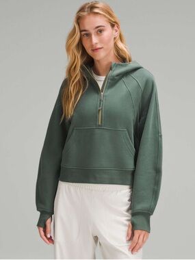 lululemon athletica Scuba Oversized Half-Zip Hoodie in Dark Forest with Gold Zip